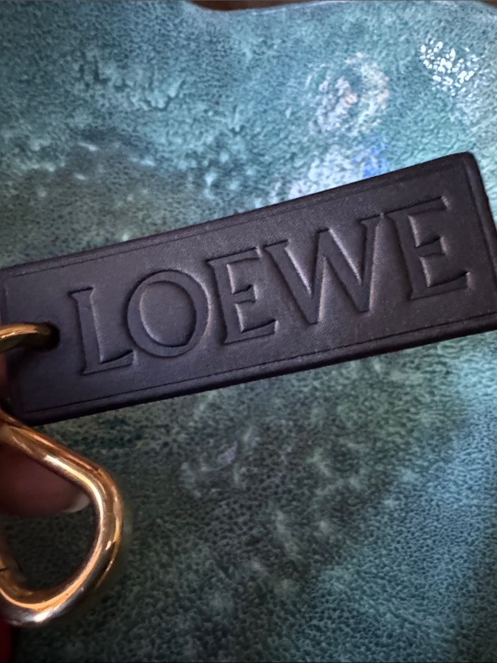 LOEWE Red Leather Heart Keychain/Bag Charm W Embossed Black Leather Tag - Picture 7 of 8